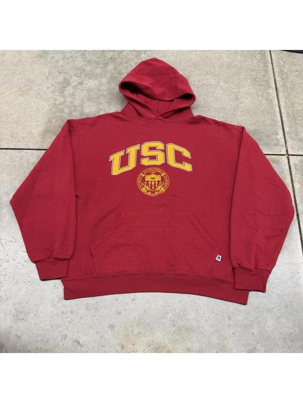 vintage usc university of southern california russell athletics burgandy hoodie